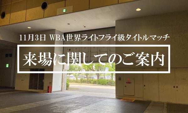 11月3日「WBA世界ライトフライ級タイトルマッチ」来場に関してのご案内
